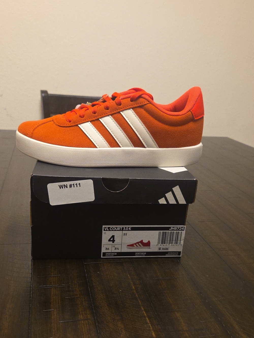 adidas VL Court Sneaker - Red with White Stripes